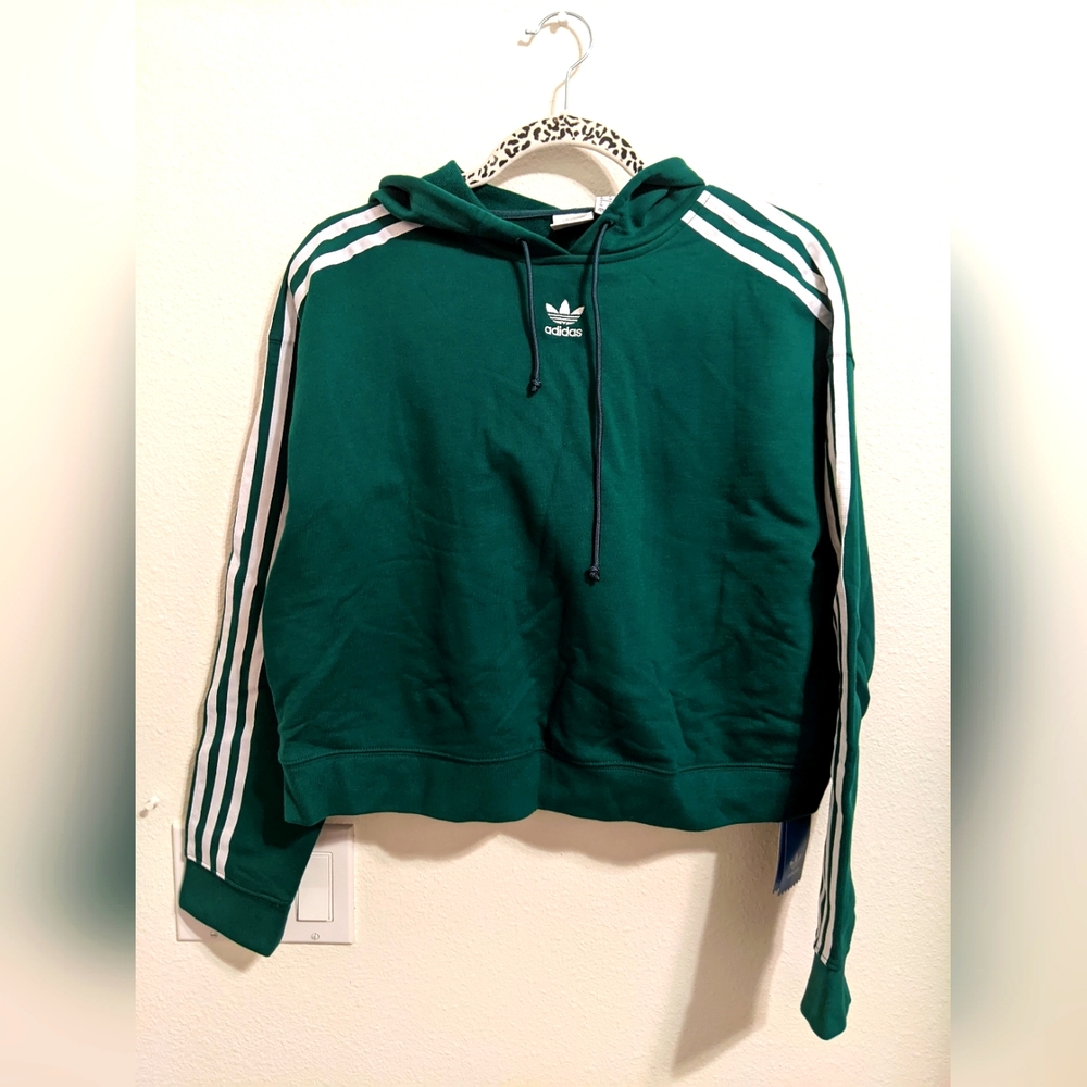 Adidas Green Crop Top Style Y2k hoodie